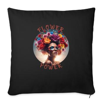 Flower Power Woman with Flowers - Sofa pillowcase 17,3'' x 17,3'' (45 x 45 cm) - black - Front