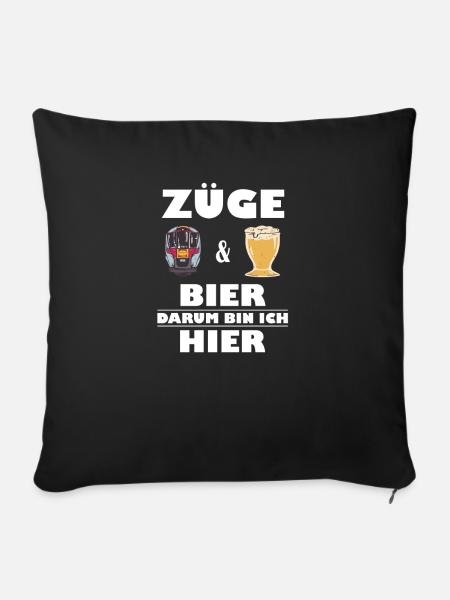 Zug und Bier Fan - Sofakissenbezug 45 x 45 cm - Schwarz
