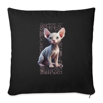 Sphynx Cat calligraphitti - Sofa pillowcase 17,3'' x 17,3'' (45 x 45 cm) - black - Front