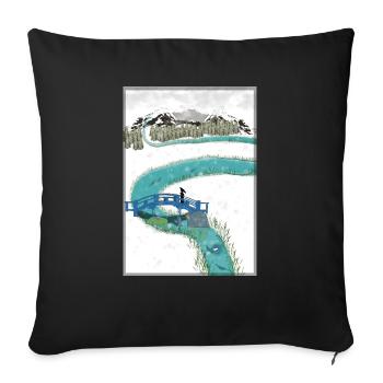 Rivière japonaise - Japanese River - Sofa pillowcase 17,3'' x 17,3'' (45 x 45 cm) - black - Front
