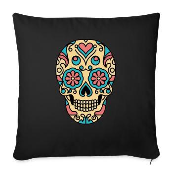 Crâne rétro 1 - Housse de coussin décorative 45 x 45 cm - noir - Devant