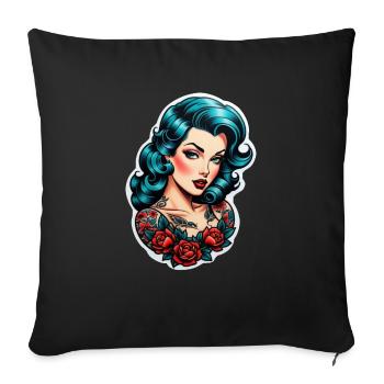Rockabilly / Pin-up / 50er Jahre - Sofakissenbezug 45 x 45 cm - Schwarz - Vorne