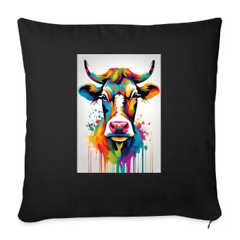 Cow colorful - Sofa pillowcase 17,3'' x 17,3'' (45 x 45 cm) - black - Front