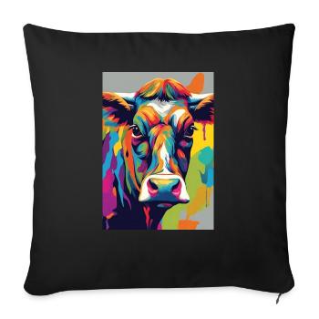 Cow skull colorful - Sofa pillowcase 17,3'' x 17,3'' (45 x 45 cm) - black - Front
