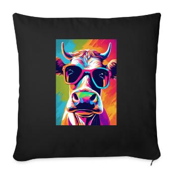 Vache à lunettes - Housse de coussin décorative 45 x 45 cm - noir - Devant