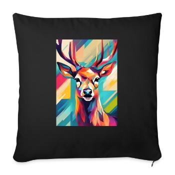 Tête de cerf colorée - Housse de coussin décorative 45 x 45 cm - noir - Devant