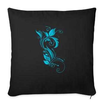 Blue ornamental pattern - Sofa pillowcase 17,3'' x 17,3'' (45 x 45 cm) - black - Front