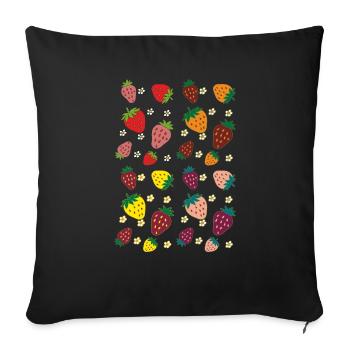 Strawberries colorful - Sofa pillowcase 17,3'' x 17,3'' (45 x 45 cm) - black - Front
