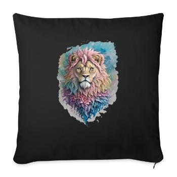 Aquarelle Lion - Housse de coussin décorative 45 x 45 cm - noir - Devant