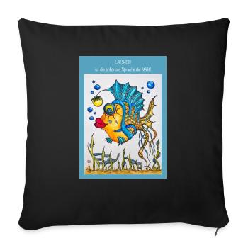 Eileen der leuchtende Fisch - Sofakissenbezug 45 x 45 cm - Schwarz - Vorne