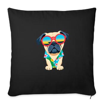 Chill Pug in Shades - Sofa pillowcase 17,3'' x 17,3'' (45 x 45 cm) - black - Front