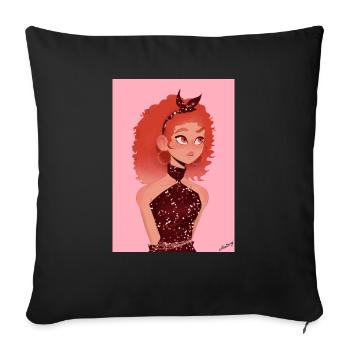 Illustration of an animated girl with red ✨ hair - Sofa pillowcase 17,3'' x 17,3'' (45 x 45 cm) - black - Front