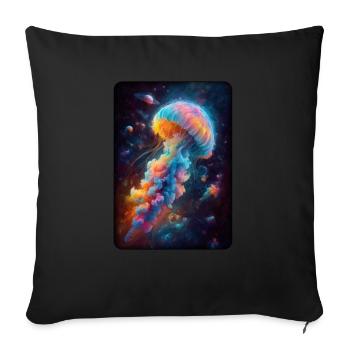 Cosmic Jellyfish Artwork - Sofa pillowcase 17,3'' x 17,3'' (45 x 45 cm) - black - Front
