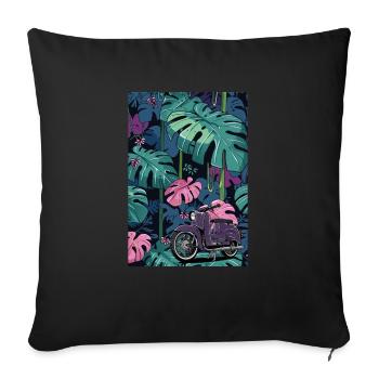 Hirondelle (violette) // Illustration - Housse de coussin décorative 45 x 45 cm - noir - Devant