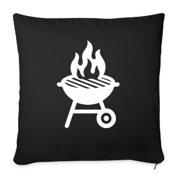 Icône du gril - Housse de coussin décorative 45 x 45 cm - noir - Devant