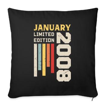 January 2008 - January 2008 Birthday Gift - Sofa pillowcase 17,3'' x 17,3'' (45 x 45 cm) - black - Front