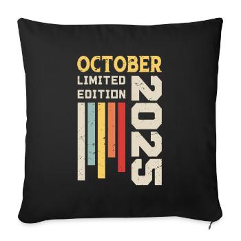 Oktober 2025 - Oktober 2025 Geburtstagsgeschenk - Sofakissenbezug 45 x 45 cm - Schwarz - Vorne