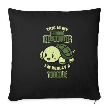 Couverture de tortue et tortue - Housse de coussin décorative 45 x 45 cm - noir - Devant