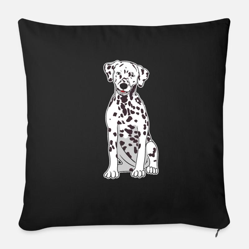 Dalmatiner Sitzende Hund Lustig Geschenk - Sofakissenbezug 45 x 45 cm - Schwarz