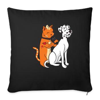 Dalmatian Dog Tattoo Cat Funny Gift - Sofa pillowcase 17,3'' x 17,3'' (45 x 45 cm) - black - Front
