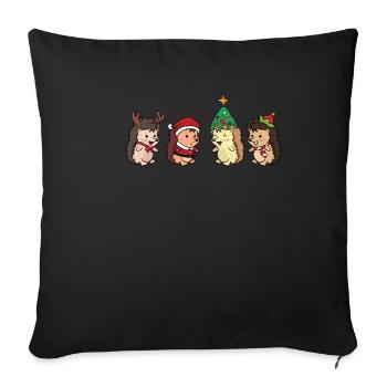 Hedgehog Weinhachten Santa Claus toast gift - Sofa pillowcase 17,3'' x 17,3'' (45 x 45 cm) - black - Front