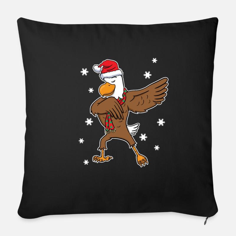 Adler Lustig Dabbing Weihnachten Geschenk - Sofakissenbezug 45 x 45 cm - Schwarz
