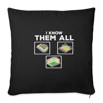 I KNOW THEMI know you all groundhopping Stadio - Sofa pillowcase 17,3'' x 17,3'' (45 x 45 cm) - black - Front