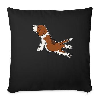 Cadeau de pose de yoga drôle de chien Beagle - Housse de coussin décorative 45 x 45 cm - noir - Devant