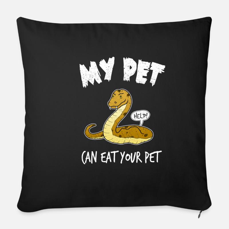 Schlange Python Haustier Lustig Geschenk - Sofakissenbezug 45 x 45 cm - Schwarz