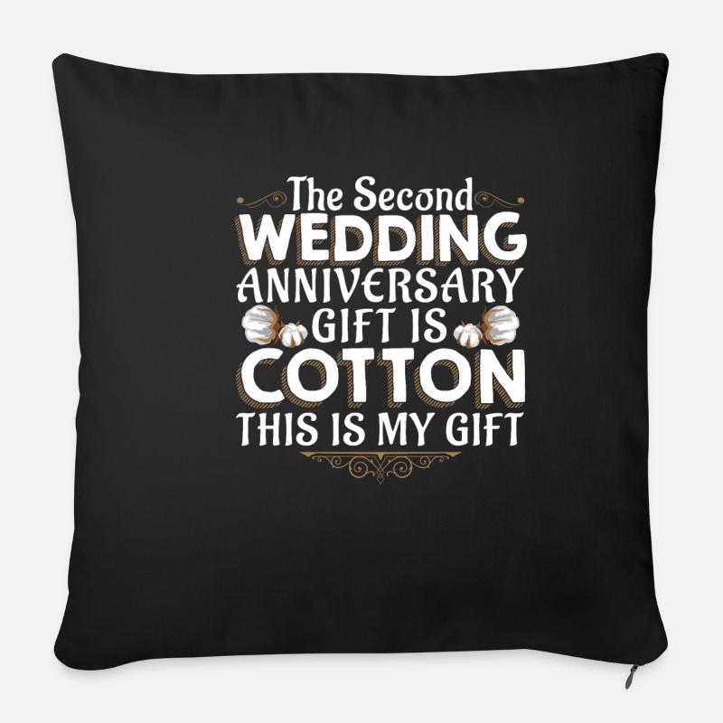 2. Hochzeitstag Baumwollhochzeit Geschenk - Sofakissenbezug 45 x 45 cm - Schwarz