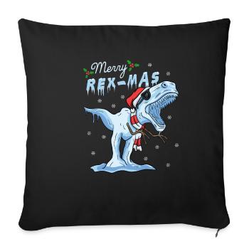 T-Rex Rex-Mas Dino Dinosaur Ice Cream Christmas - Sofa pillowcase 17,3'' x 17,3'' (45 x 45 cm) - black - Front
