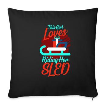 Traîneau Sleigh Rider Femmes - Housse de coussin décorative 45 x 45 cm - noir - Devant