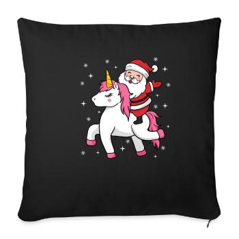 Père Noël Licorne Nicolas cadeau de Noël - Housse de coussin décorative 45 x 45 cm - noir - Devant
