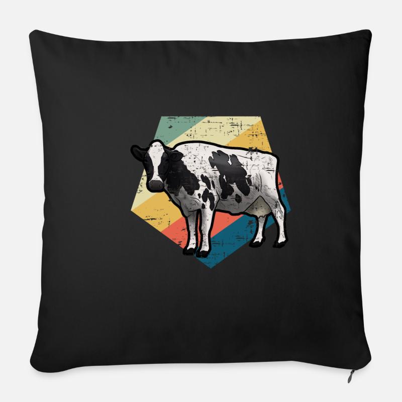 Vache rétro - Housse de coussin décorative 45 x 45 cm - noir