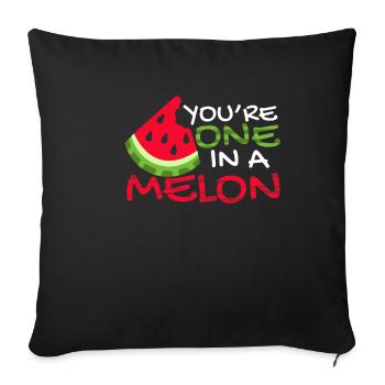 Pastèque pastèque cadeau d'été juteux - Housse de coussin décorative 45 x 45 cm - noir - Devant