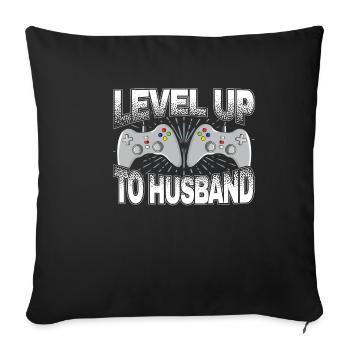 Level Up Husband Fiance Gamer Engagement - Sofa pillowcase 17,3'' x 17,3'' (45 x 45 cm) - black - Front
