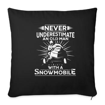 Alter Mann Snowmobile - Sofakissenbezug 45 x 45 cm - Schwarz - Vorne