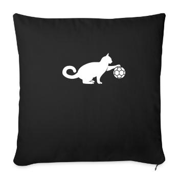 Handball Katze Kätzchen Handball spielen Geschenk - Sofakissenbezug 45 x 45 cm - Schwarz - Vorne