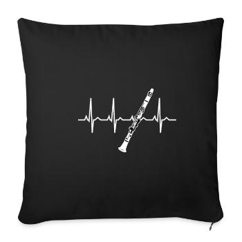 Clarinet heart - Sofa pillowcase 17,3'' x 17,3'' (45 x 45 cm) - black - Front