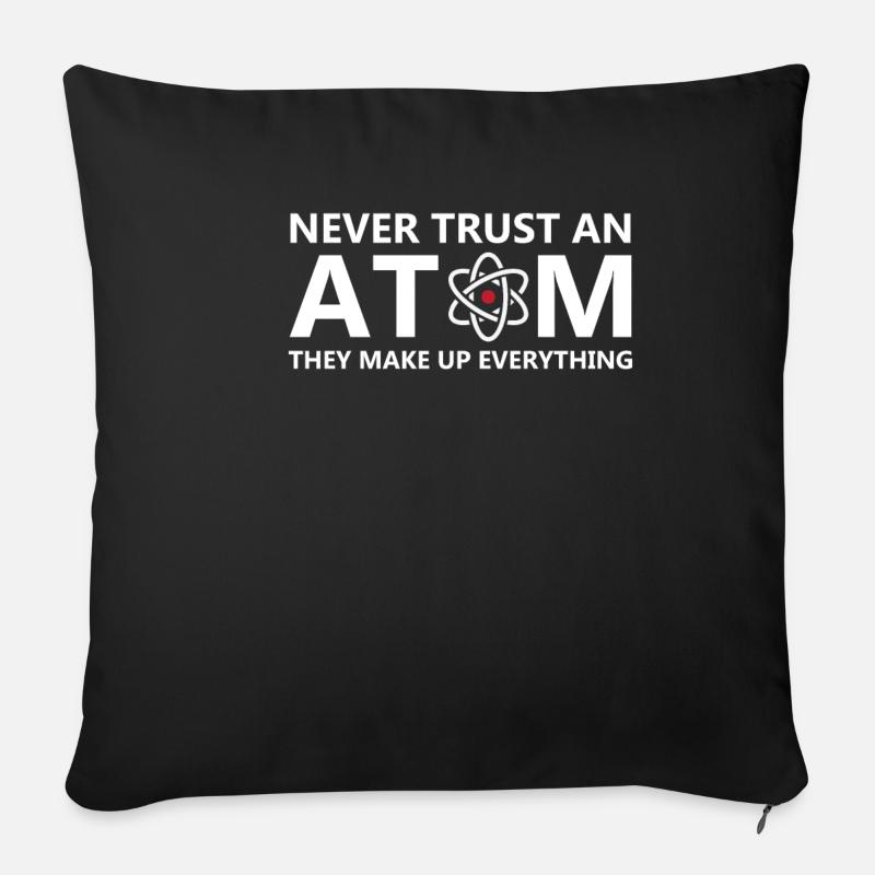 Tout est atome et science - Housse de coussin décorative 45 x 45 cm - noir