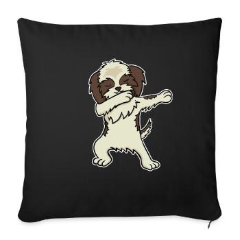 Shih Tzu Dog Dabbing Dabbin Dabb Dance Gift - Sofa pillowcase 17,3'' x 17,3'' (45 x 45 cm) - black - Front