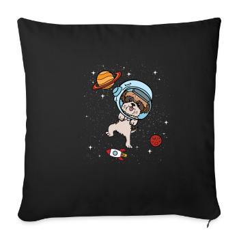 Cadeau de l'univers spatial Shih Tzu de l'astronaute - Housse de coussin décorative 45 x 45 cm - noir - Devant