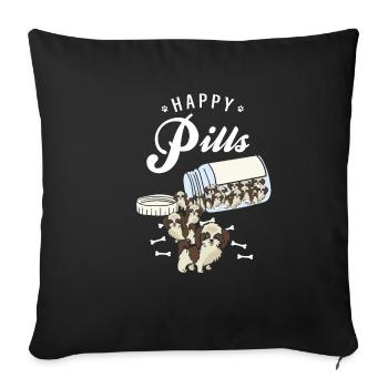 Shih Tzu dog owner pills medicine gift - Sofa pillowcase 17,3'' x 17,3'' (45 x 45 cm) - black - Front