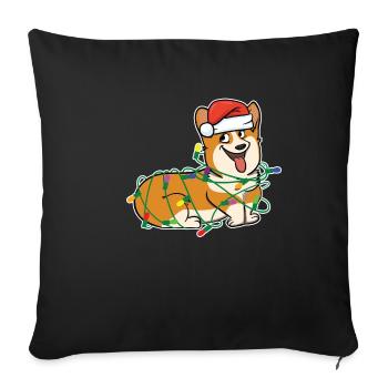Corgi Dog String Lights Christmas Gift - Sofa pillowcase 17,3'' x 17,3'' (45 x 45 cm) - black - Front
