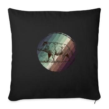 Wildschwein Jäger Schießen Wildnis Keiler Wald - Sofakissenbezug 45 x 45 cm - Schwarz - Vorne