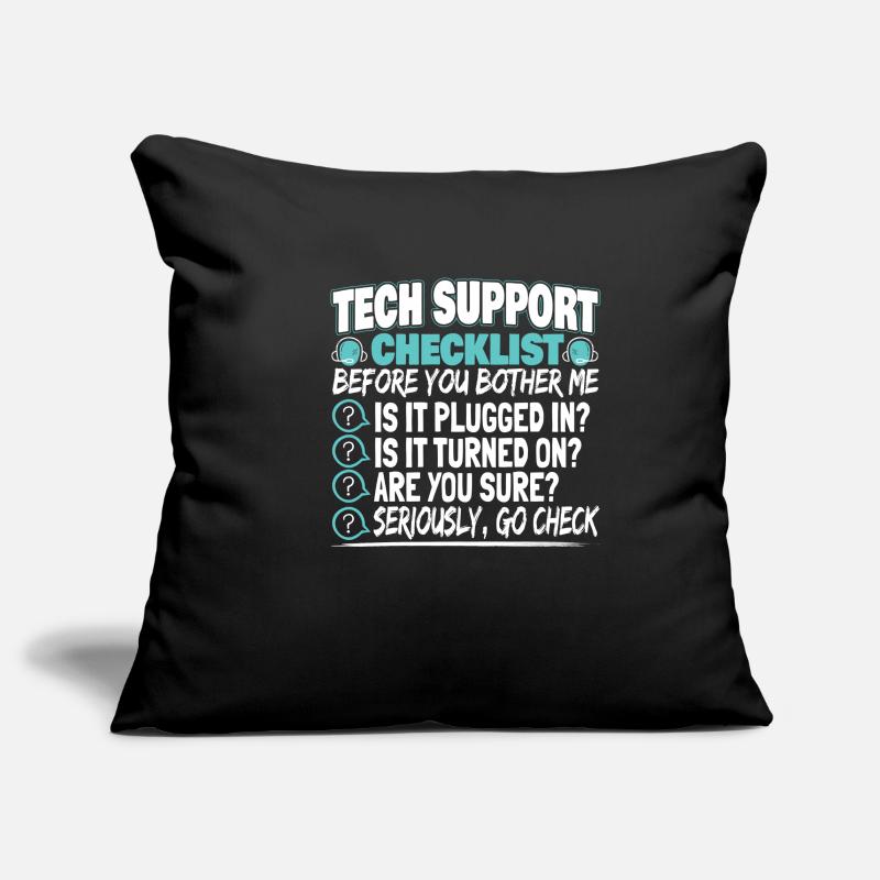 Tech Support Checklist Administrator technicien Housse de coussin décorative 45 x 45 cm