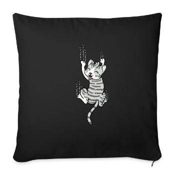 Scratching Cat Scratching Funny Gift - Sofa pillowcase 17,3'' x 17,3'' (45 x 45 cm) - black - Front