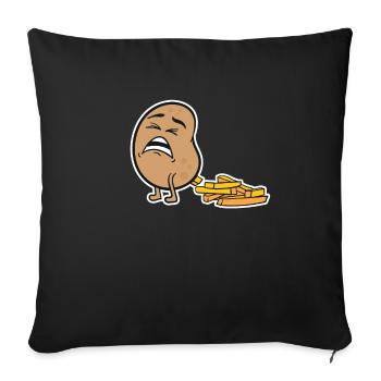 Cadeau drôle de pommes de terre frites - Housse de coussin décorative 45 x 45 cm - noir - Devant