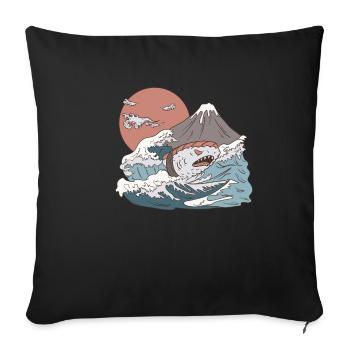 Anime Sushi Hai Haifisch Monster Japan Geschenk - Sofakissenbezug 45 x 45 cm - Schwarz - Vorne