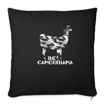 Tarnung Lama Camouflage Geschenk Alpaka Militär - Sofakissenbezug 45 x 45 cm - Schwarz - Vorne